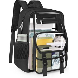 Heavy Duty Clear Backpack, Large Capacity Bookbag with Reinforced Straps for Security, College, and Travel - 1 of 4