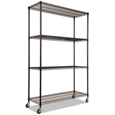 Black 72" NSF Certified 4-Shelf Wire Shelving Unit with Casters