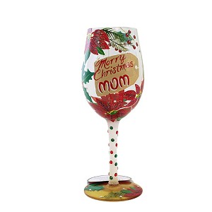 Lolita Glassware 9.0 Inch Merry Christmas Mom , Hand Painted Wine Glass (1PC) - 1 of 3