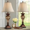 Regency Hill Senardo 30" Tall Floral Vase Large Traditional End Table Lamps Set of 2 Gold Finish Tan Shade Living Room Bedroom Bedside Nightstand - 2 of 4