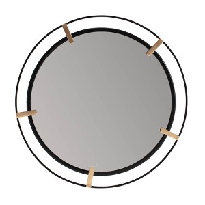 Thales Wall Mirror Black/Gold - Brewster: 23" Modern Round Metal, No Assembly, Wall Mount - 1 of 4