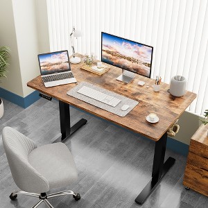 DOMETOUR Height Adjustable Electric Standing Desk, Sit Stand Up Down Computer Table, Ergonomic Memory Desktop Workstation - 1 of 4