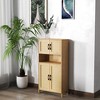 Modern 4-Door Storage Cabinet with Woven Rattan Doors & Adjustable Shelves for Living Room & Dining Room - 2 of 4