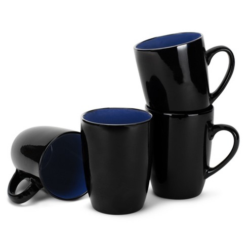 Elanze Designs Juego De 4 Tazas De Café De Cerámica De 15 Onzas Con Fondo De Arcilla Cruda De Alto Brillo Color Rojo