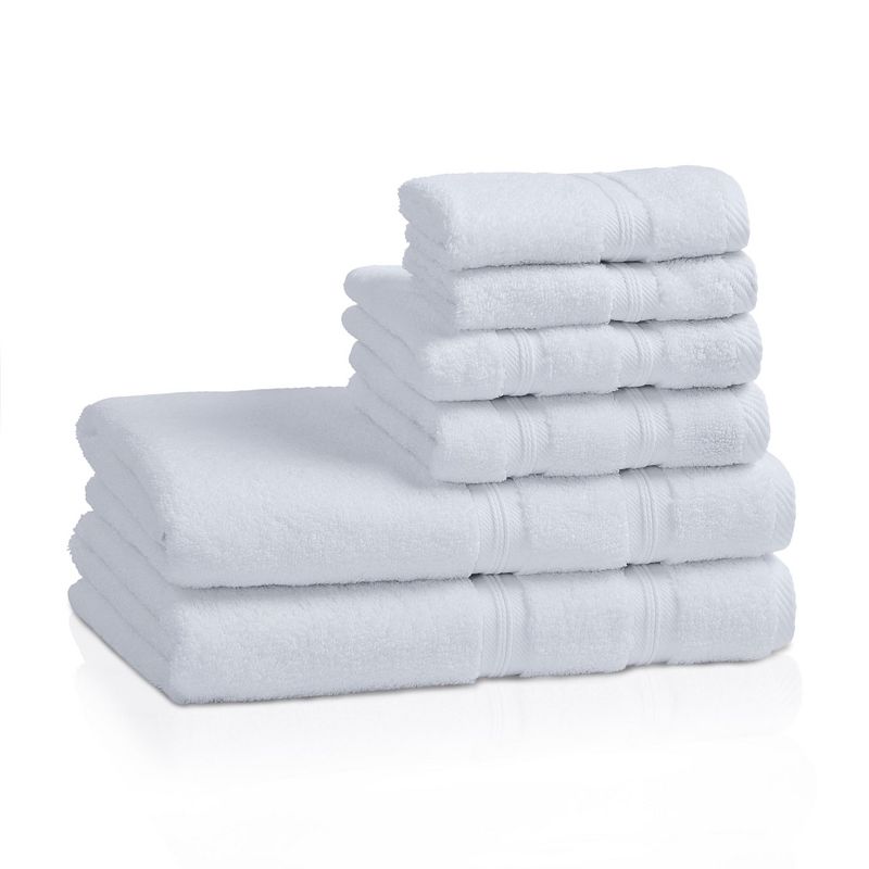 Smart Dry Zero Twist 100% Cotton Medium Weight Solid Border 6 Piece Assorted Bathroom Towel Set by Blue Nile Mills, 1 of 7