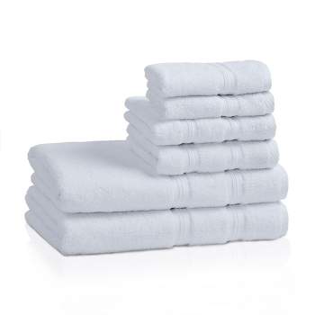 Smart Dry Zero Twist 100% Cotton Medium Weight Solid Border 6 Piece Assorted Bathroom Towel Set by Blue Nile Mills