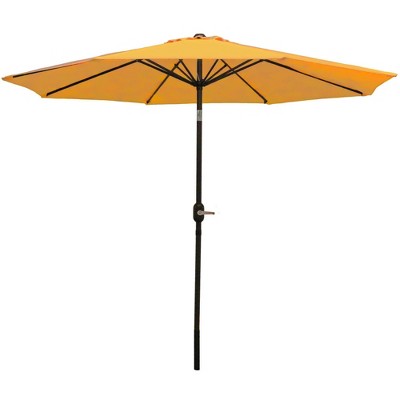 Sunnydaze Outdoor Aluminum Patio Table Umbrella with Polyester Canopy and Push Button Tilt and Crank - 9' - Gold