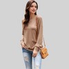 Anna-Kaci Women's Long Sleeve Henley Pullover with Button Detail and Ribbed Cuffs - 2 of 4