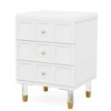 Kumasinova 15.74" Nightstand with 3 Drawers,Modern End Table with Gold Handles and Acrylic Metal Legs for Bedroom,Living Room,White - 2 of 4