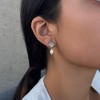 Adornia Silver Plated White Mother of Pearl Clover and Freshwater Pearl Drop Earrings - 2 of 4