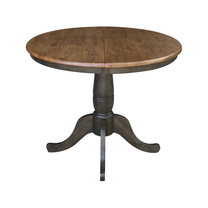 36" Kyle Round Top Table with Leaf Tan/Washed Coal - International Concepts, 3 of 12