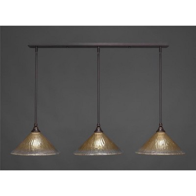 Toltec Lighting Any 3 - Light Chandelier in  Dark Granite with 12" Amber Crystal Shade