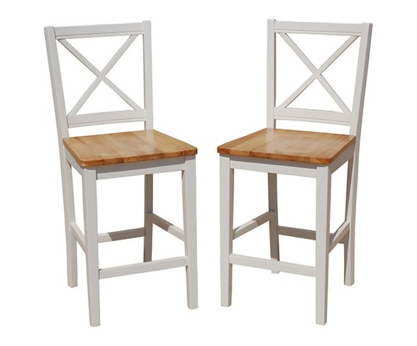 24" Virginia Counter Stool Hardwood/White (Set of 2) - TMS