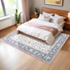 Washable Area Rug Vintage Medallion Floral Print Area Rug Non-Slip Low Pile Carpet for Dining Room Home Office - 2 of 4