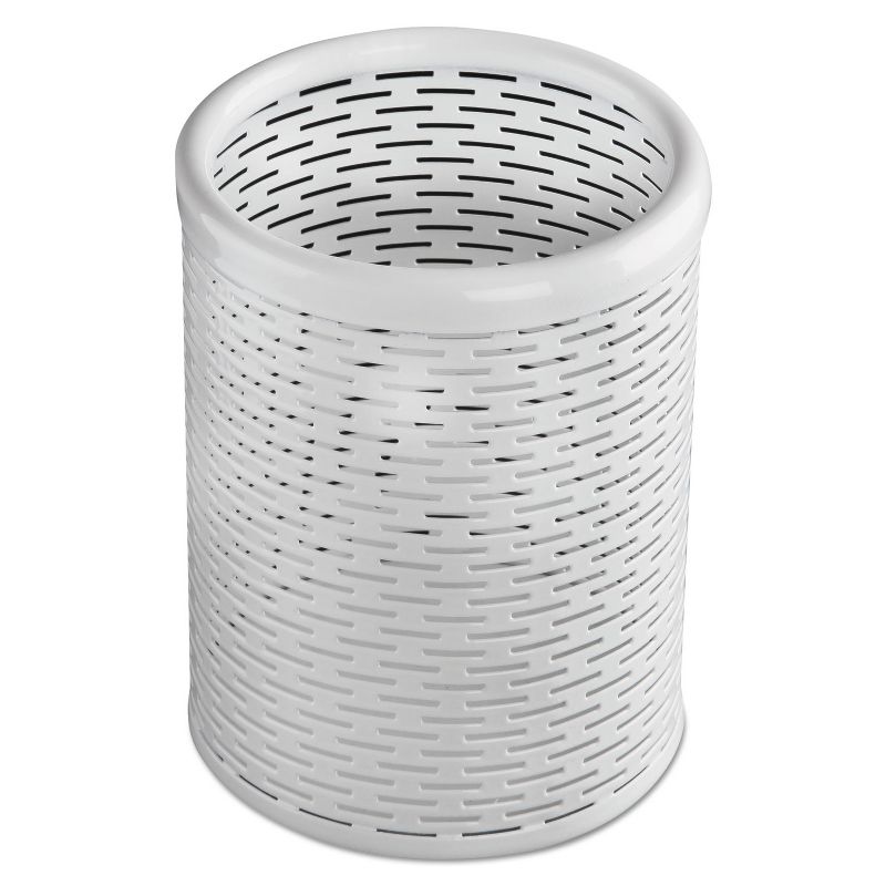 Artistic Urban Collection Punched Metal Pencil Cup 3 1/2 x 4 1/2 White ART20005WH, 1 of 2