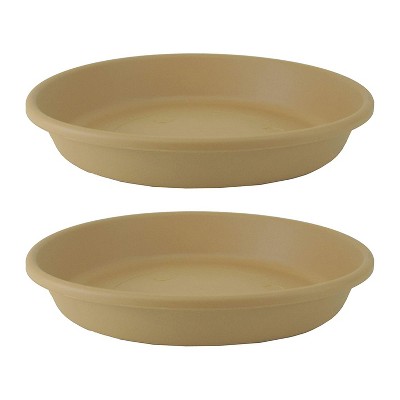 HC Companies Classic 24 Inch Round Flower Pot Plant Saucer, Sandstone (2 Pack)