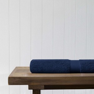 Delara 100% Organic Cotton Soft, Quick Dry & Ultra-Absorbent 30"x58", Bath Towels, Navy Blue - 1 of 4