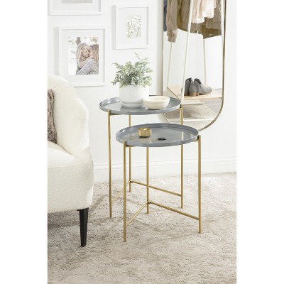 Ulani Gray and Gold Iron Nesting Side Table Set of 2