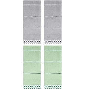 REGALWOVEN Striped Checked Print Absorbent Soft Decorative Hand Towel 14" x 30" - 1 of 4
