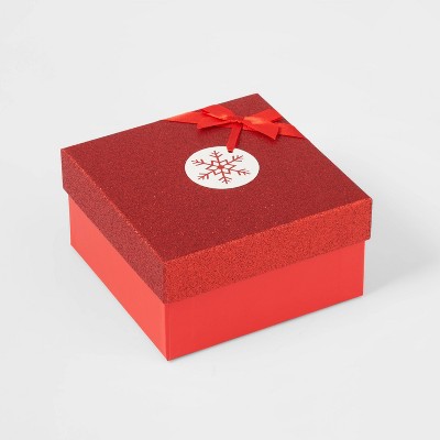 Square Fancy Santa Suit Gift Box Red/Black - Wondershop™