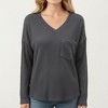Anna-Kaci Women's V-Neck Long Sleeve Knit Top with Chest Pocket and Relaxed Fit - 2 of 4