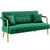 56.5'' W Modern Upholstered Sofa Couch with 2 Pillows for All Ages, Green - 3 of 3