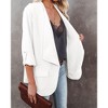 Womens Casual Jackets Fall Outfits for Lady Roll Up Open Front Blazer Longline Blazer Work Office Business Blazers - 3 of 4