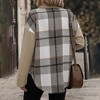Coolmee Womens Flannel Jackets Mid Long Plaid Shacket Casual Snap Button Tartan Trench Coat Long Sleeve Shirts with Pockets S Khaki - 4 of 4