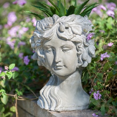 Maggift Planters Cement Bust Wall Planter, Indoor Outdoor Home Garden Decor, Decorative Plant Pots for Living Room, Balcony, Gray 11.4"*10.6"*15.4"