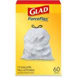Glad ForceFlex Tall Kitchen Drawstring Trash Bags - Unscented - 13 Gallon
