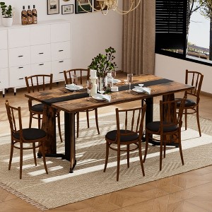 LOVSON 70.9"Rectangular Large Dining Table, Waterproof Large Desk for 8 People, with Adjustable Legs for Kitchen,Living Room,Office, Brown - 1 of 4