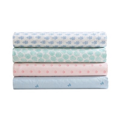 Laura Ashley Blue Cotton Percale Twin Sheet Set