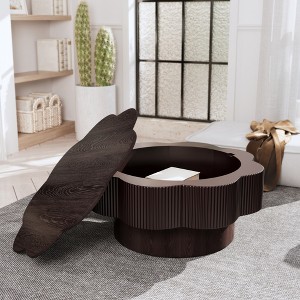 Airsurfer Medium Dark Walnut Coffee Table Modern Aesthetic Wooden Coffee Table Storage Furniture for Living Room Decor - 1 of 4