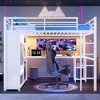 Queen/Twin XL/Full Metal Loft Bed with Built-in Wardrobe & Desk, Storage Shelves + Safety Guardrails, Black/White - ModernLuxe - 2 of 4