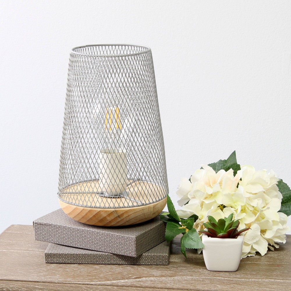 Photos - Floodlight / Street Light Wired Mesh Uplight Table Lamp Gray - Simple Designs: Industrial Style, ETL Listed, No Assembly Required