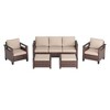 Sonkuki 5 Pieces Patio Sofa with Ottomans Set, All-Weather PE Rattan Wicker, Small Patio Conversation Couch with Cushion - 2 of 4