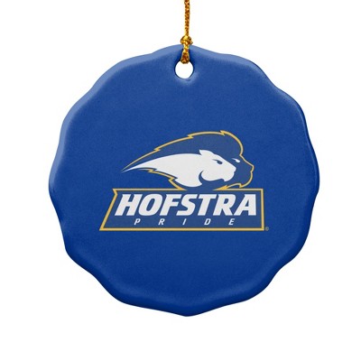 Hofstra University Lions Logo Porcelain Scalloped Holiday Christmas Tree Ornament