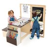 Costzon Easel for Kids, Wooden Art Center with Double-sided Board, Paper Roll for Drawing, Crafts, Writing, Toddler Table with Storage (Brown) - 3 of 4