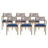 Outdoor Dining Chairs, Acacia Wood Frame Chairs with Armrests, Braided Rope Chair with Polyester Cushions-Coolbibila - 4 of 4
