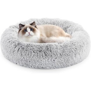 ROOMTEC Fluffy Donut Dog Bed, Calming Beds for Small Dogs Cats Round Faux Fur Cuddle Bed, Pet Anti-Anxiety Plush Bed, Machine Washable - 1 of 4