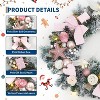 24 Inch Christmas Wreath with Pink Bow, Holiday Accent Wreaths , Artificial Frosted Pine Needles Christmas Decorations for Front Door, Window - 3 of 4