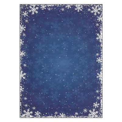 Washable Christmas Living Room Rugs, Home Decorative Snowflake Print Bedroom Rugs, Soft Non Slip Xmas Carpet for Kids Room