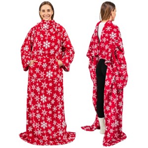 PAVILIA Fleece Wearable Blanket with Sleeves, Warm Cozy Soft Functional Lightweight Sleeved Throw Adults Men Women - 1 of 4