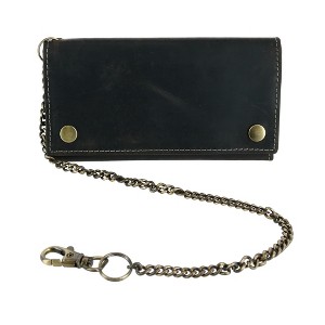 CTM Men's Hunter Leather Long Trifold Chain Wallet - 1 of 4