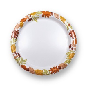10ct 10" Thanksgiving Paper Party XL Plate Wreath - 1 of 3