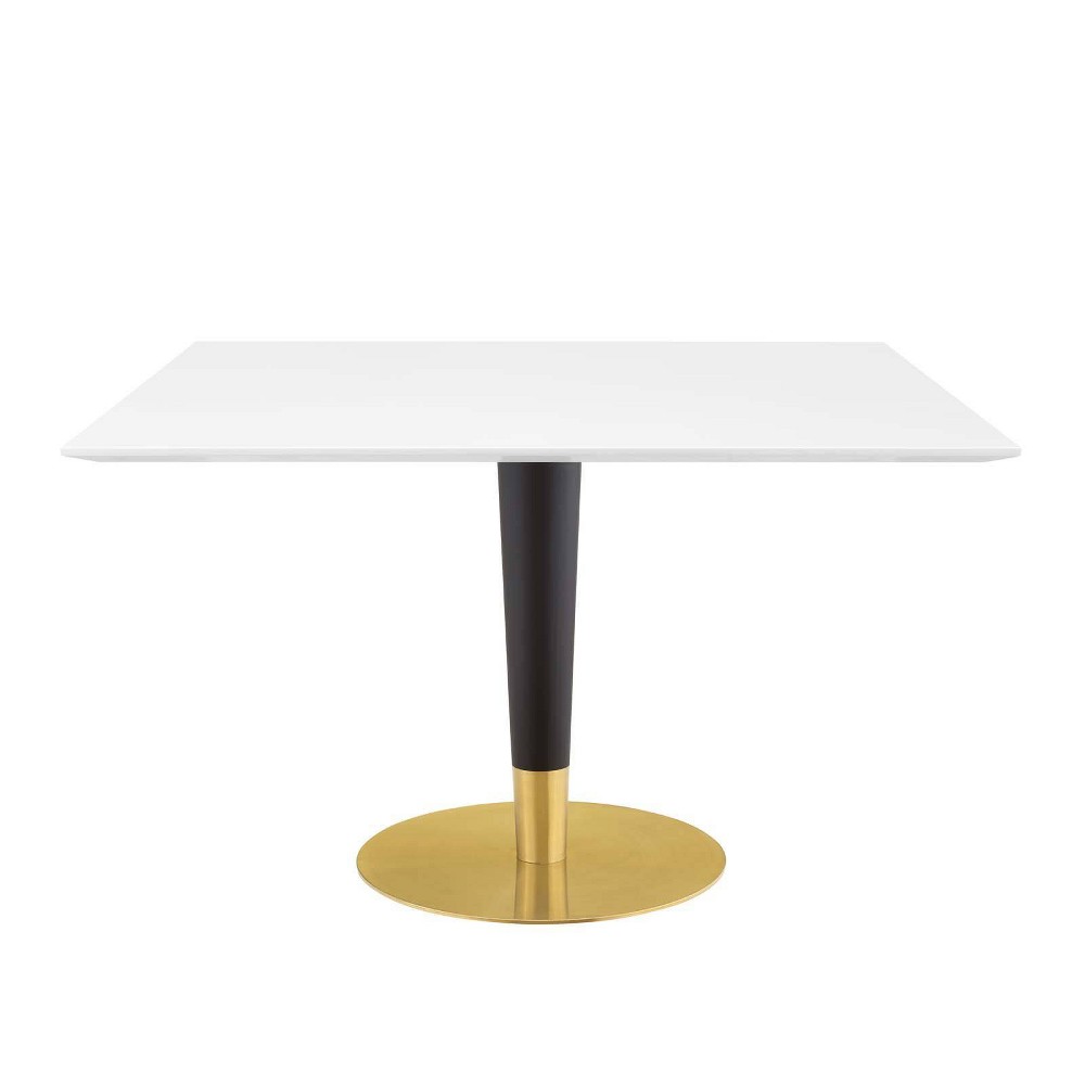 Photos - Dining Table Modway 47" Zinque Square  Gold White  