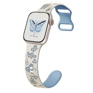 HTUTWOO Butterfly Engraved Apple Watch Band, Two-tone Silicone Strap 38/40/41/42/44/45/46/49mm for iWatch Series 11 10 9 8 7 6 5 4 3 2 1 SE Ultra - 1 of 4