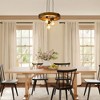 BAOURE 3-Light Farmhouse Wooden Chandelier 17.72in Circular Pendant with Adjustable Height Rustic Natural Wood Ceiling Light for Kitchen Island - 2 of 4