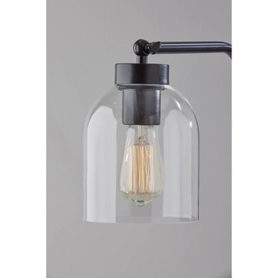 Edison 55'' Adjustable Black Floor Lamp with Clear Glass Shade