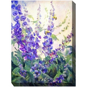 Cottage Garden West of The Wind Blue Delphi Purple, Green, Yellow 40 x 30 Inch Waterproof Gallery Wrapped Canvas, Outdoor Garden, Yard, Patio All - 1 of 2